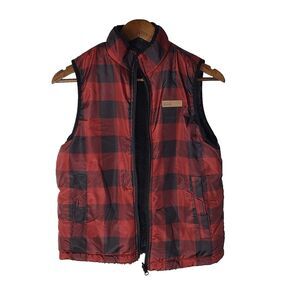 Buffalo David Bitton Grey Red Buffalo Check Reversible Vest Womens Medium